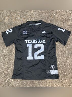 Texas A&M Aggies Jersey Youth Large NCAA College Football Adidas 12th Man Black